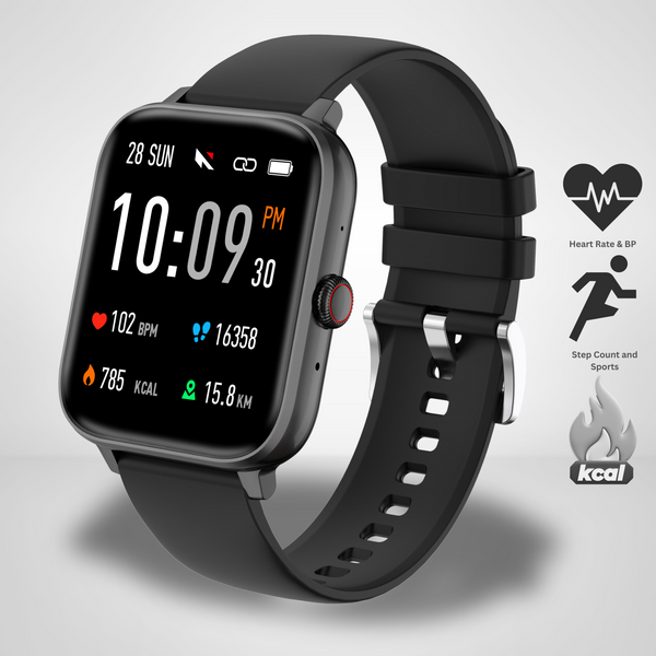 Nervfit Vibe Smartwatch 1.85" LED Display, BT Calling, Waterproof, Heart Rate, SpO2, Stress & Sleep Monitoring, Upto 5 Day Battery, Multi Sports Modes
